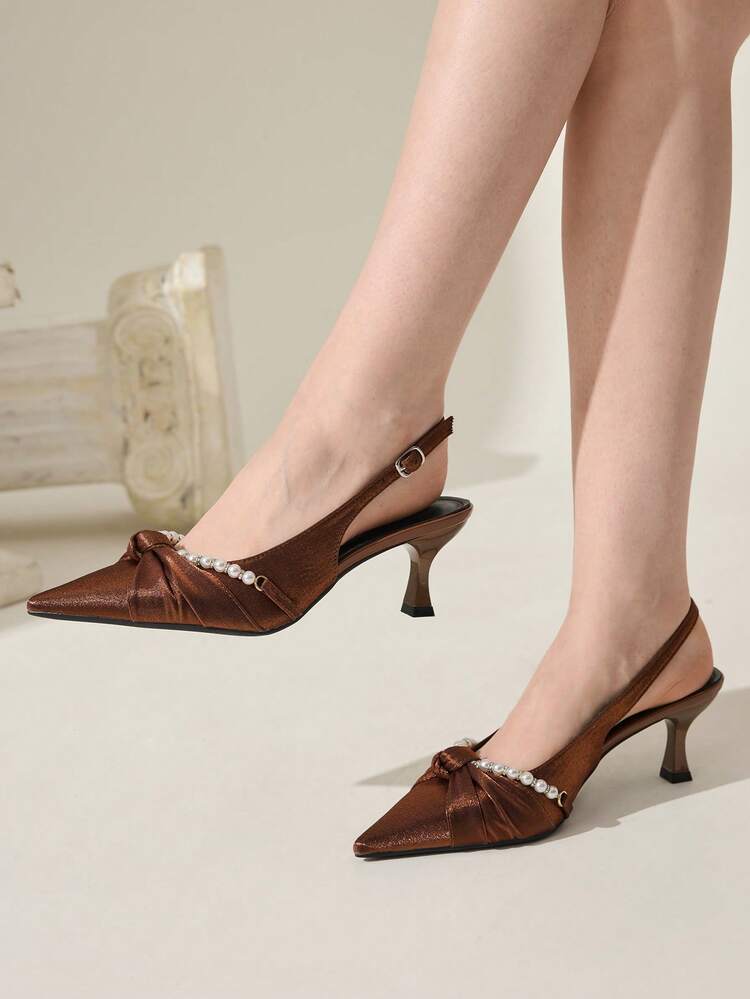 CUCCOO CHICEST Women's Fashionable Elegant Rhinestone & Faux Pearl Decorated High Heel Pumps Wedding Shoes Spring Shoes Bride Shoes