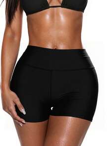 Swim Basics Summer Beach Swimming Basic Women's High Waist Tight Holiday Solid Color Halloween Store Celebration Bikini Bottoms