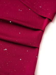 GlowEve CURVE 女士休闲褶皱修身长袖加大码T恤 - 紅色 - 查看 6