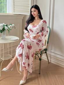 DAZY Women's Elegant Floral Print Long Sleeve Dress - Multicolor - View 7