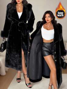 Almamuse Fashionable Fluffy Long Women Coat, Slimming Effect, Autumn/Winter