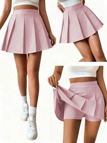 Sparklyn 女童百褶高腰裙，内置安全短裤，二合一裙裤，四季百搭，可搭配衬衫、T恤、Polo衫、连帽衫、夹克