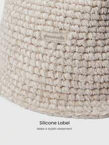 GLOWMODE Winter Weave Soft Warm Plush Chenille Yarn Crochet Bucket Hat Autumn Winter Daily Casual Wear - Beige - View 3