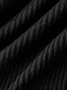 SHEIN MOD 黑色针织条纹拼接衬衫，二合一上衣，返校季 - 黑色 - 查看 5