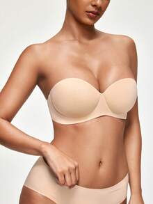 SHAPORA 1 件文胸，配 2 条可拆卸肩带，无钢圈文胸套装 - 杏色 - 查看 4