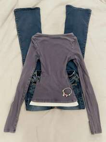 INAWLY 女士修身长袖二合一 T 恤