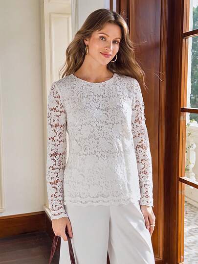 Miaspire Conjunto de 2 piezas de top de cuello redondo casual y pantalones para mujer