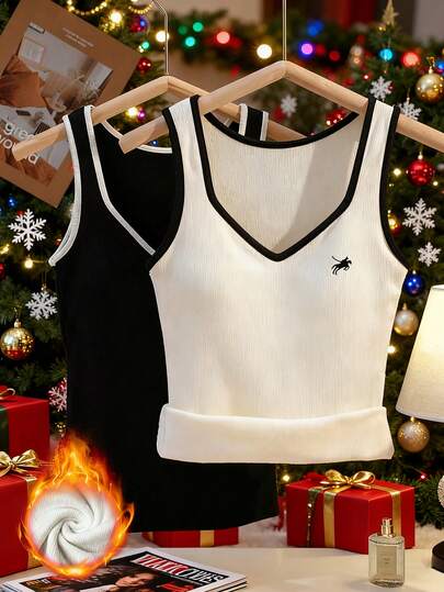 Resyla เสื้อกั๊กเข้ารูปอบอุ่นปักลายแฟชั่นลำลองสำหรับผู้หญิง