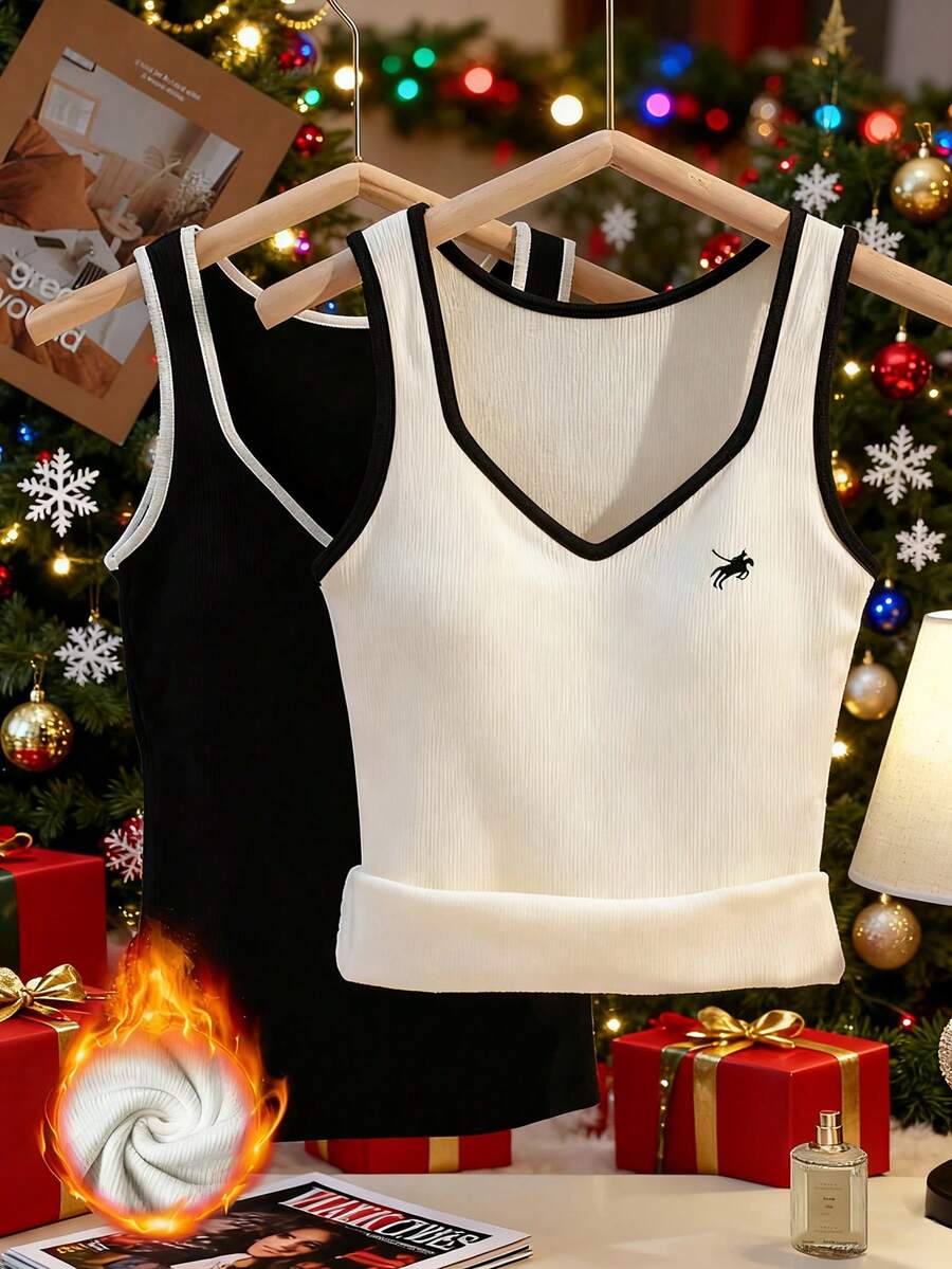 Resyla 女士休闲时尚刺绣细节保暖修身上衣，圣诞节