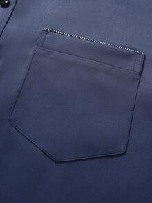 Manfinity Mode Men's Casual & Formal Long Sleeve Shirt Men Navy Blue Dress Shirt Black And Blue Shirt Men Business Casual Men Shirt Blue Designer Shirt - Navy Blue - View 8