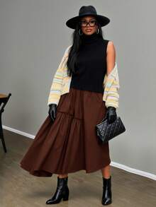 Slaydiva Chân váy nữ mùa Thu/Đông mới về, phù hợp cho các lễ hội âm nhạc Xuân/Hè, Lễ Phục Sinh, Ngày Thánh Patrick, phong cách miền Tây, phong cách du mục, tiệc sinh nhật, mùa tốt nghiệp, phong cách đại học, trang phục sinh viên, thường ngày, cơ bản đa năng, giải trí, kỳ nghỉ, du lịch biển, bãi biển, tắm nắng, xu hướng, thời trang đường phố, khách dự đám cưới phong cách Boho, đi làm, ăn trưa, sân bay, thiết kế rộng rãi, gấu váy bất đối xứng xếp nếp, chân váy chữ A cỡ lớn. - màu nâu - Xem 10