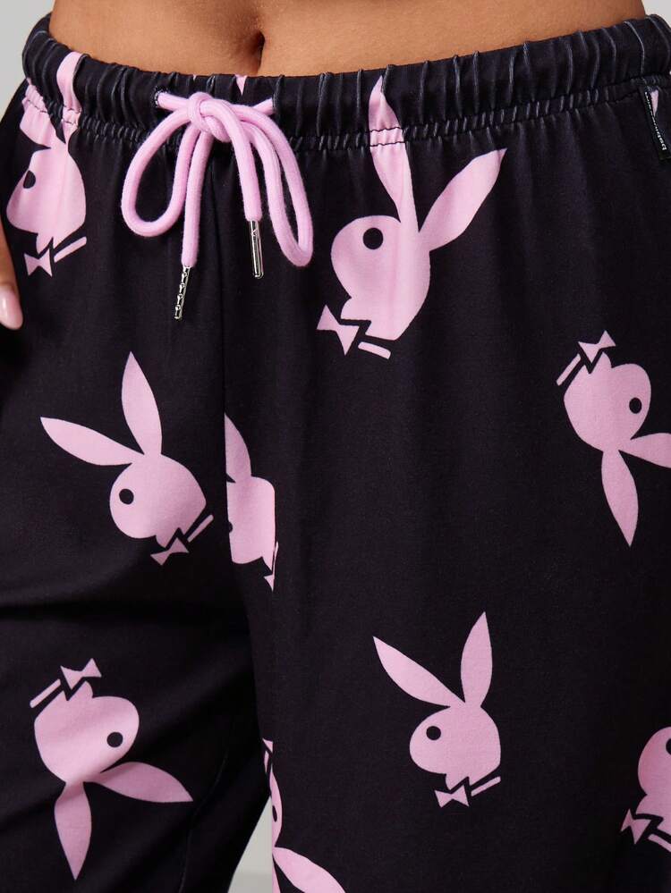 Missguided x Playboy Top corto con cremallera y pantalones de pierna ancha