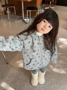 DAZY Toddler Girls' Allover Print Hooded Long Sleeve Sweatshirt - Grey - View 7