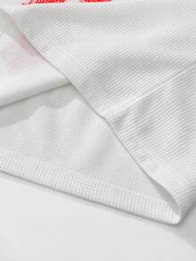 ROMWE MEN Men's Gothic Cross Print Waffle Fabric Pullover Sweatshirt, Suitable For Everyday Wear, Autumn/Winter - White - View 7