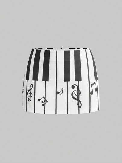 J-Fashion Jupe plissée micro-mini Y2K pour femmes, design vintage de clavier de piano à taille très basse