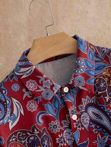 HIMLAND Men's Retro Style Printed Long Sleeve Shirt Flannel - Multicolor - View 4