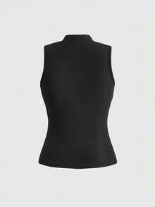 ROMWE J-FASHION 新款中国风火焰龙桃花印花女式背心 - 黑色 - 查看 2