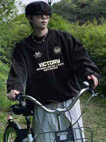 DAZY Men's Letter Printed Color Block Sweatshirt,Fall Clothes - Multicolor - View 8