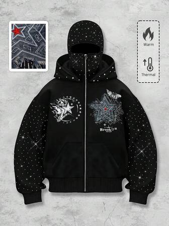 Street Life Chaqueta de sudadera pesada de estilo punk callejero para hombres, otoño/invierno