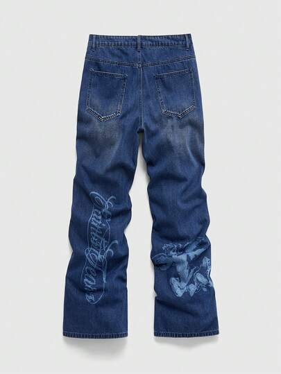 Street Life Jeans en denim imprimé décontracté pour hommes