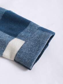 Manfinity Homme 1pc Men's Loose Fit Plaid Print Drawstring Hooded Overcoat