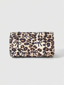 ROMWE Grunge Punk 1件时尚可折叠豹纹蝴蝶结装饰3件套网眼化妆包 - 棕色 - 查看 1