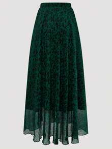 Franclia Plus Size Leopard Print Elastic Waist Chiffon Skirt For Spring/Summer Maxi Women - Multicolor - View 2