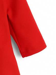 SHEIN 女婴优雅简约蝴蝶结外套和帽子套装，秋冬款 - 紅色 - 查看 5