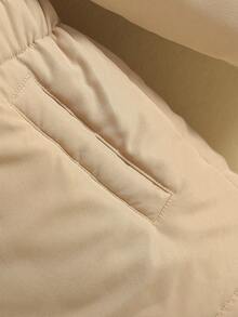 Elladie kids Áo khoác cotton cổ lông cho bé gái, áo khoác mùa đông dáng ôm cho bé gái, áo khoác mùa thu đông thanh lịch cho bé gái, váy áo mùa thu đông cho bé gái. - Màu Khaki - Xem 5