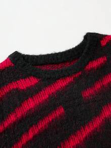 Manfinity Hypemode Men's Fashion Casual Colorblock Striped Crew Neck Sweater Striped Sweater Red Sweater Sweaters Y2k, Long Sleeve Top - Black - View 3