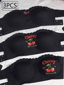 3pcs Christmas Women Bra Set - Black - View 5