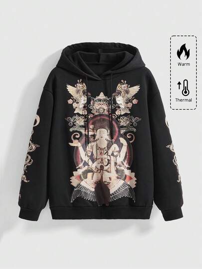 ROMWE Avant Women's Loose Fit Sweatshirt With Dunhuang Fresco Inspired Classical Chinese Pattern