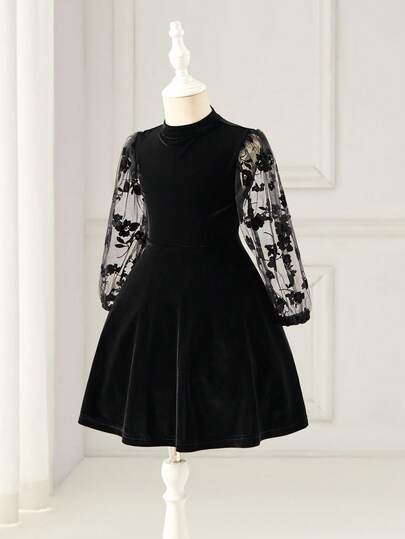 Glamorique Kids Vestido de niña, falda de globo, vestido de encaje negro