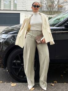 NegzBox 中腰宽松百褶套装长裤，仅限可爱约会之夜外出秋季秋季圣诞夜外出工作返校干净利落冬季派对