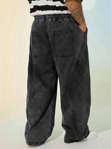 EASEVO Jeans lunghi in denim blu casual oversize, taglie comode per uomo