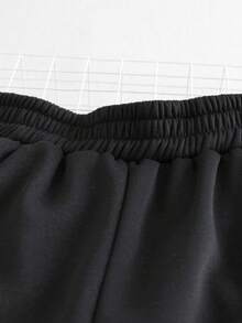 Franclia 2 件套：休闲长袖翻领双拉链夹克 + 松紧腰口袋裤，秋冬 - 黑色 - 查看 3