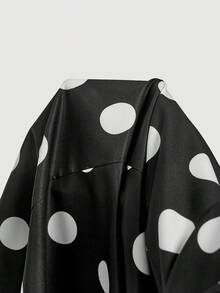 SHEIN MOD 复古波点露背蕾丝边中长连衣裙 - 黑色 - 查看 5