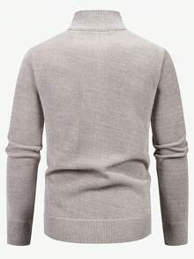 Manfinity Homme Men's Thermal Lined Casual Stand Collar Long Sleeve Cardigan, Versatile For Autumn/Winter - Grey - View 2