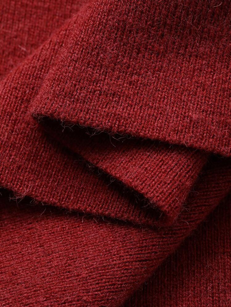 Women's Solid Color Fitted Crew Neck Elegant Pullover Knit Sweater, Autumn/Winter