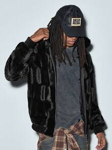 Modcrash Men's Fashionable Turndown Collar Premium Mink Thermal Lined Thick Warm Coat, Fall/Winter - Black - View 7