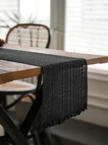 1 件波西米亚风格桌旗 Macrame 桌旗适用于家居装饰，带流苏的 Macrame 桌旗适用于波西米亚风格餐厅卧室装饰乡村新娘送礼会、农舍乡村风格桌旗、餐垫、感恩节圣诞节家居装饰（多种尺寸可选） - 黑米字 - 查看 12
