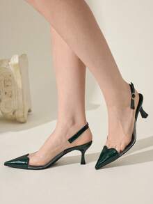 CUCCOO CHICEST Giày cao gót mũi nhọn thanh lịch thời trang dành cho nữ - Màu xanh lá cây đậm - Xem 4