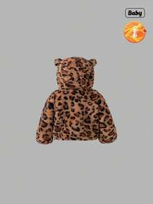 Sweetra Giacca con cappuccio in pelliccia ecologica leopardata, carina e calda, adatta per uso casual e quotidiano, abbigliamento bambina per esterno - Castano - Visualizzare 2