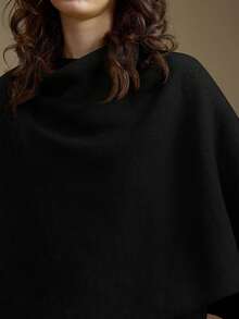 Ontre Women's Asymmetric Hem Poncho Sweater, Wool Blend, Elegant For Urban Commute, Business, Valentine's Day, Spring/Summer