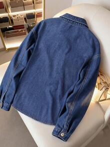 GlowEve 女士休闲通勤牛仔夹克，秋季 - 藍色 - 查看 2