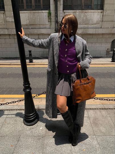 Maija Women's Casual Versatile Solid Color Metal Button Decor Cardigan, Urban Commute Business Casual, Office Wear, Teacher Attire, Basic Outerwear Top, White Autumn/Winter Top,Fall