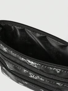 ROMWE Goth 1pc Skull Print Fashion Portable Multi-Layer Handheld Coin Purse - Black - View 5