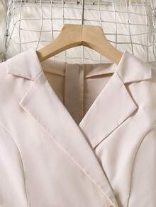 SHEIN Teen Girl Pearl Button Decorated Pleated Collar Dress - Apricot - View 5