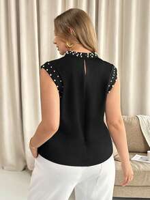 Vionelle 大码串珠装饰无袖吊带衫 - 黑色 - 查看 2