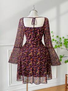 SHEIN EZwear Plus Size Casual Brown Maple Leaf Print Long Sleeve Dress, Autumn/Winter Musera Dress Floral Dress Elegant Autumn Dress